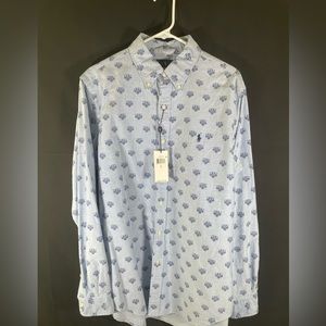 NWT Polo Ralph Lauren Cat Button Up Long Sleeve Size L
